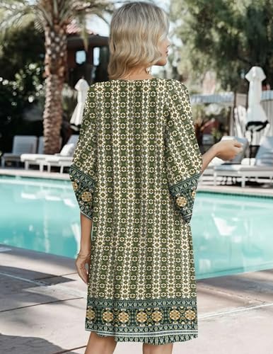 Image of Zeagoo Womens Summer Dress Casual Ruffle Tiered Floral Square Neck Sundresses Beach Boho Mini A-line Dress 2026 with Pockets