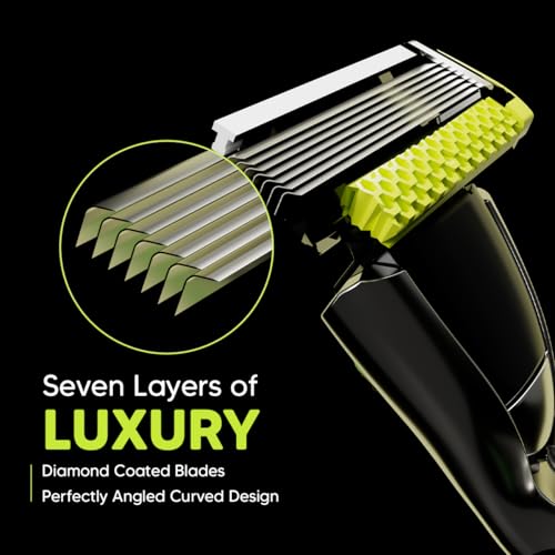 Image of LetsShave Pro 7 Max Razor Value Set for Men (1 Handle + 4 Blades) | World's First & Only 7-Blade Razor for Men | Honeycomb Guard, Open Flow Design & Nature Infused Lubrication Strip | With Travel Cap