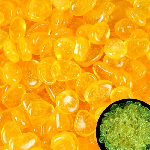 200PCS Sparkling Glow in The Dark Rocks Bling Glow in The Dark Pebbles Glow Stones for Walkway Driveway Garden Fish Tank Aquarium(Yellow)