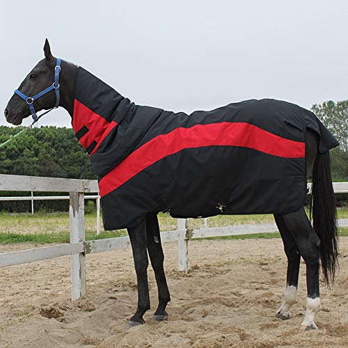 MMUY-1 Pferdedecken, 600D wasserdicht, Ripstop-Material, Innen warme Baumwolle, geeignet für kalten Winter,Schwarz,XS