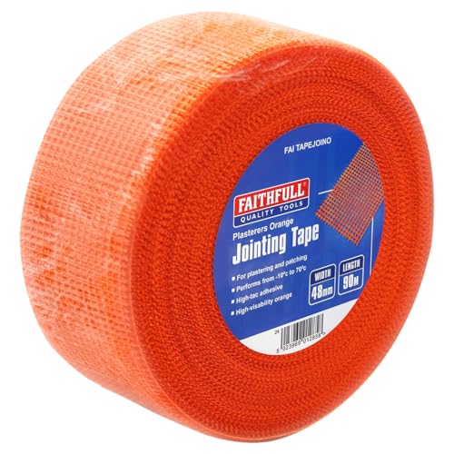 Faithfull FAITAPEJOINO - Cinta de unión para yesos, malla adhesiva para yeso y parches, color naranja, 48 mm x 90 m