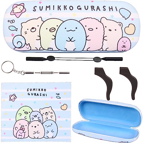 Image of ADBGV Cute Stylish Hard Shell Eyeglasses Cases Protective Case Storage Box With Glasses Cloth Eyeglass Strap for Girl Teen