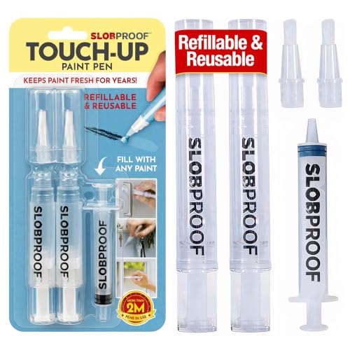 Slobproof Refillable Touch-Up Paint Pen, Pack of 2 - Precision Brush Tip