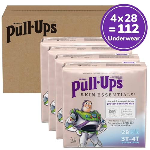 Image of Pull-Ups Boys' Skin Essentials Potty Training Pants, Training Underwear, 3T-4T (32-40 lbs), 112 Ct (4 Packs of 28)