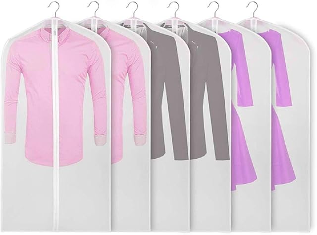 Clothes Covers Protector Bags Moth Proof with Zip Garment Covers, Transparent Garment Bags Breathable Suit Bag 6pcs 60 * 100cm