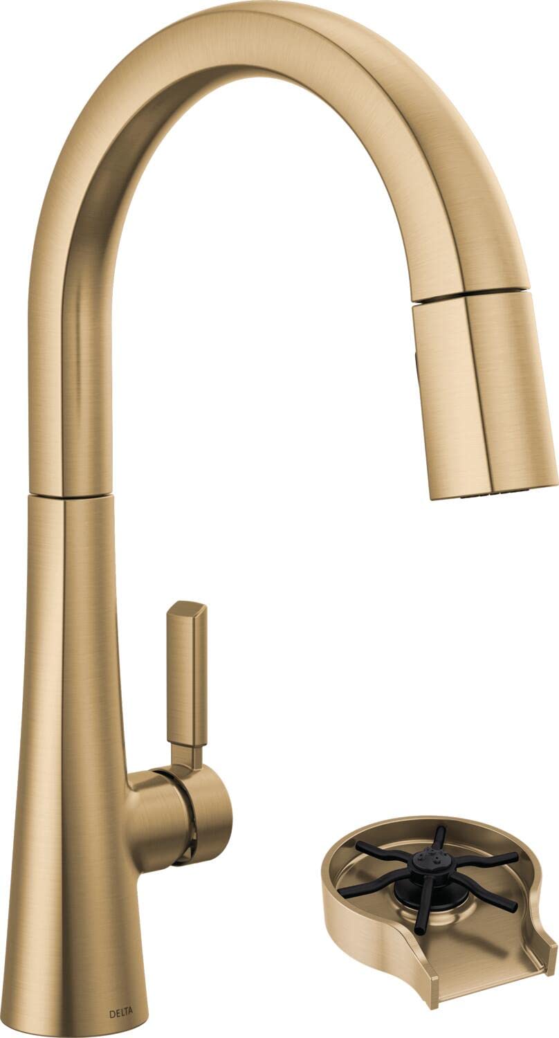 Photo 1 of Delta Faucet Monrovia Gold Kitchen Faucet, Kitchen Faucets with Pull Down Sprayer, Gold Faucet with Magnetic Docking, Glass Rinser Included, Lumicoat Champagne Bronze 9191-CZ-PR-DST Lumicoat Champagne Bronze With Glass Rinser Standard