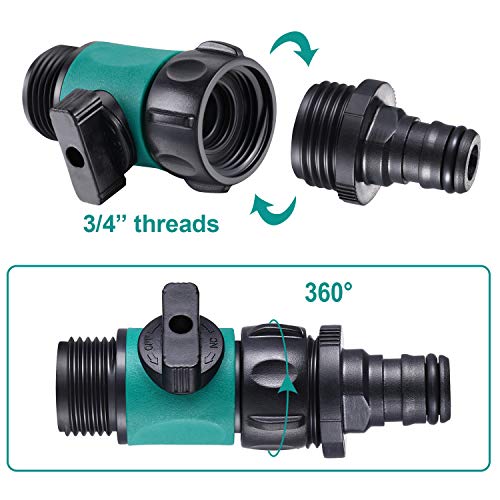 Hotop 12 Pcs Garden Hose Shut Off Valve Plastic Connect Water Hose Turn Off Valve Garden Hose Connector Set With 6 Piece Anti Leak Valve Standard 3/4 Inch Thread And 12 Piece Rubber Gaskets #TOP5