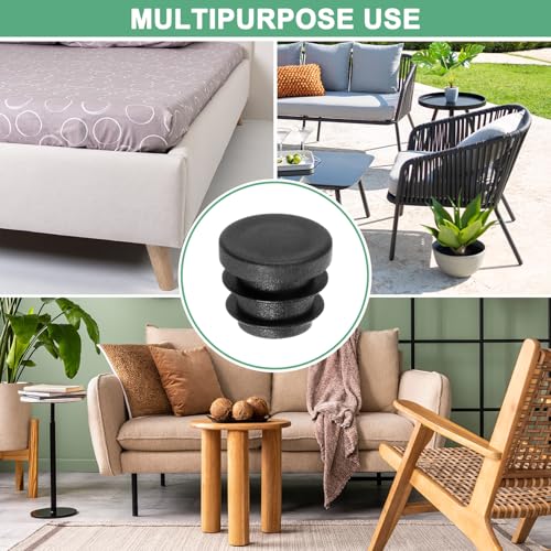 Image of M METERXITY 50 Pack Round Plastic Plug, OD 3 /5 inch Furniture Tube Inserts Pipe Hole End Caps for Tubing Post /Glide Insert for Pipe Post /Table Chair Leg /Metal Tubing /Fence [Black]
