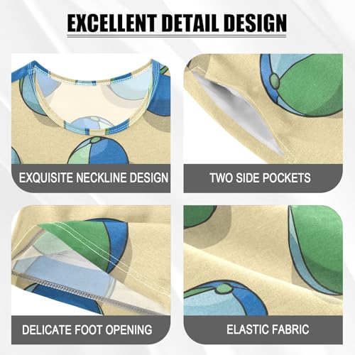 Pajama Short Sets Beach Balls Pattern Print Soft Cotton Summer Sleepwear 2 Piece PJS Size 5-14T3