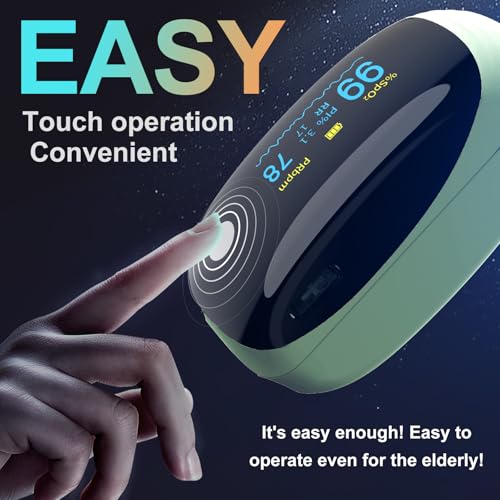 Image of Fingertip Pulse Oximeter with Respiration Rate Monitoring, PI & RR Measurements, Rechargeable Blood Oxygen Monitor with Heart Rate and Fast Spo2 Reading, Pulse Ox with OLED Display, 6 View Modes & Auto-Rotating Screen (Green)