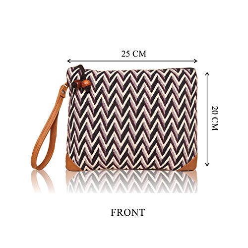 Image of ASTRID Women's Striped 20 Cms Cosmetic Pouch (S ASTD0403-4 Grey)