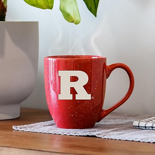 Image of Rico Industries NCAA Rutgers Scarlet Knights Red Personalized 16 oz Team Color Laser Engraved Speckled Ceramic Coffee Mug