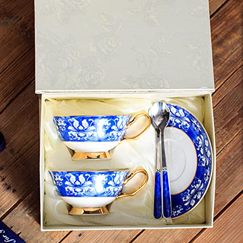 Ceramic-Coffee-Cup-and-Saucer-Coffee-Mugs-Set-of-2-White-and-Blue-Cappuccino-Cup-Tea-Cup-and-Saucer-Gift-200ml