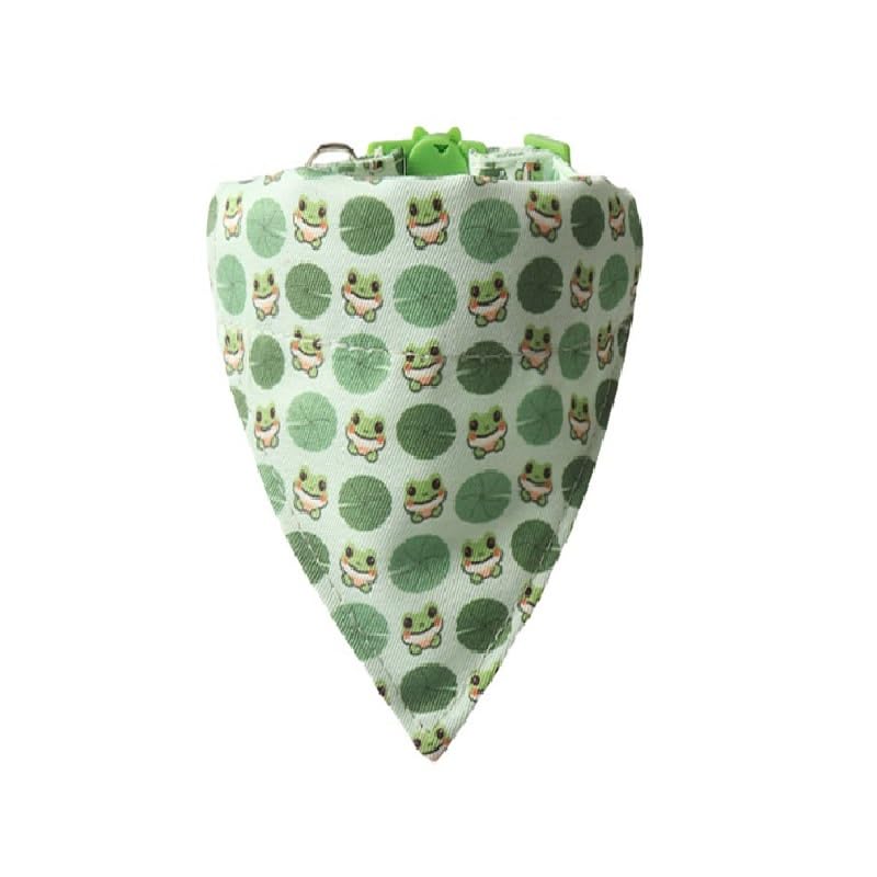 Bandana Cat Collars and Bell | Safe Quick Release Breakaway Buckle | ZACAL Cat Collars (Green Froggy Bandana)