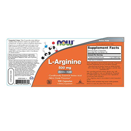L-Arginine 500mg (100 caps) - Now Sports