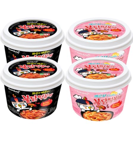 Sam Spicy Yang Chicken Tteokbokki Rice Cake Carbonara + Original Topokki Pack of 4