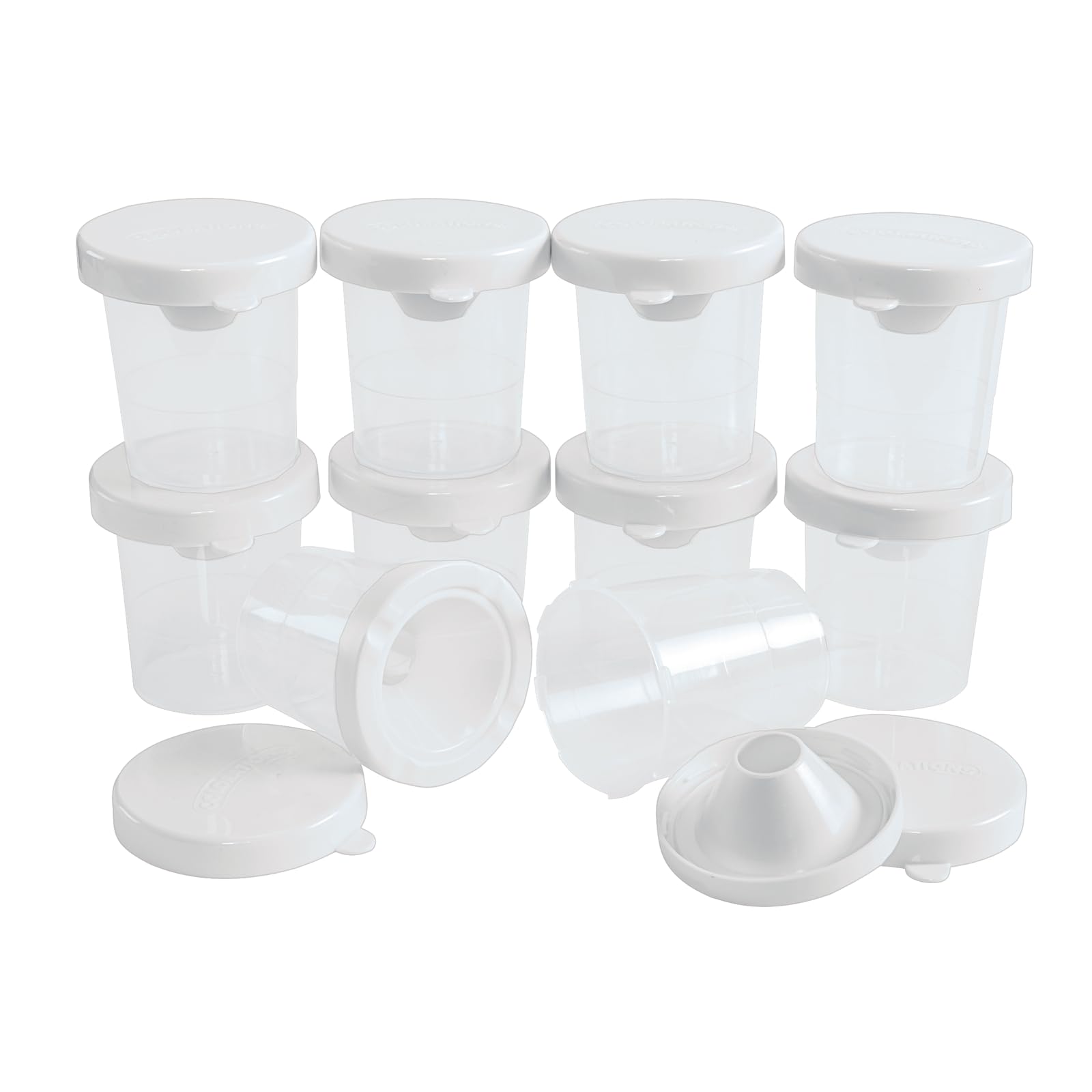 Colorations No-Spill White Lid Tempera Paint Cups for Kids Value Classroom Pack Painting Supply (10 pack), Model:10WPC