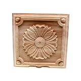FTYYSWL Parche de madera tallada con patrón floral sólido para puerta de muebles, 15 cm