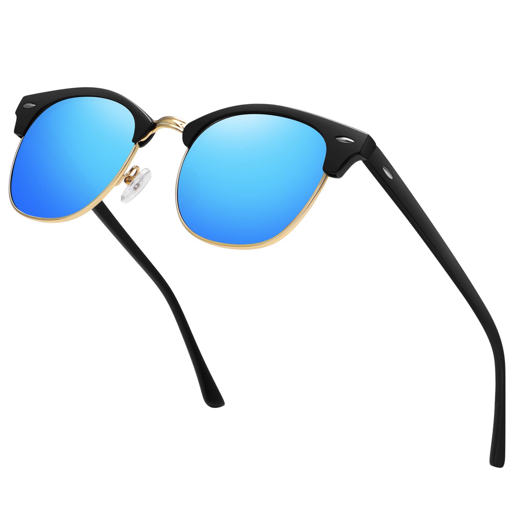 MEETSUN Retro Semi Rimless Polarized Sunglasses for Men Women Classic Trendy Driving Sun Glasses UV Protection