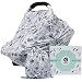 Winter Fleece Lined Baby Car Seat Covers Thermal Double Layer Carseat Canopy Multi-use Stretchy Breastfeeding Nursing Covers for Boys and Girls (Winter Fleece Grey)