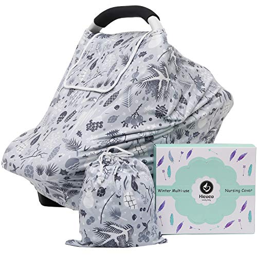 Winter Fleece Lined Baby Car Seat Covers Thermal Double Layer Carseat Canopy Multi-use