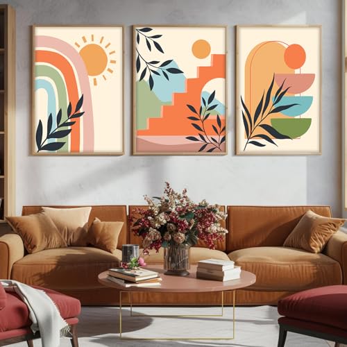 Image of BANGERZ Wall Art Painting Boho Artwork Living Room and Bedroom Frames Decor, Office and Framed Hotel Decoration Big Size Set of 3 (Artwork 1, 13x19 inch)