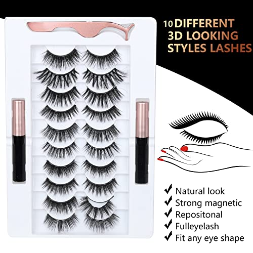 Bileycha YJM Upgrade 3D Natural Magnetic Eyelashes,Lightweight Magnetic Eyeliner And Eyelashes Kit thumb #1