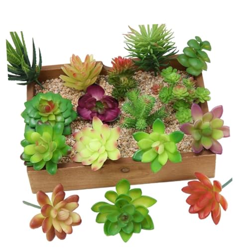 RORPOIR 16PCS Plantas Suculentas Artificiales Decorativas para Mesa Mini Decoración del Hogar con Macetas De Estilo para Jardín Interior y Exterior