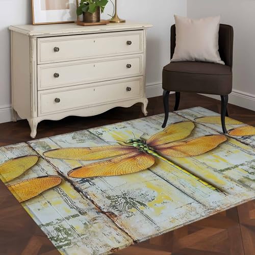 Vintage Dragonfly Area Rugs 4'x6' for Living Room Bedroom, Chic