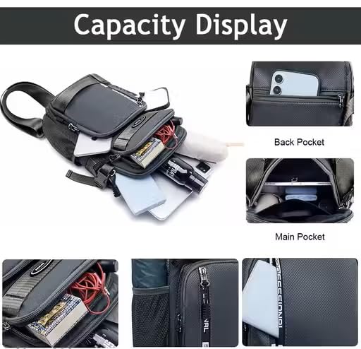 Image of Sling Bag for Men & Women- Crossbody Sling Bag for Travel, Cycling & Hiking | Waterproof Shoulder Bag with Compartment and Zipper Pockets