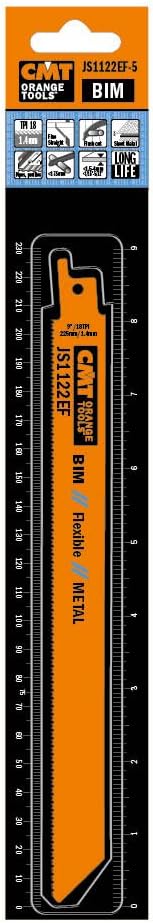 CMT USA, Inc. JS1122EF-5 CMT 18 TPI Bimetal Reciprocating Saw Blades for Metal (5 Pack), 8"