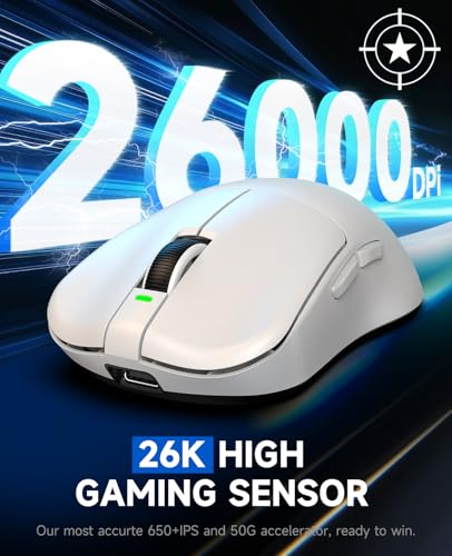 Image of VGN Dragonfly F1 MOBA Wireless Gaming Mouse, 55g Ultralight, PAW3395 26K DPI Optical Sensor, Optimized Tactile Click Feel, Anti-Slip Silver Coating Grip, 4000Hz Polling Supported, Esports Mouse, White