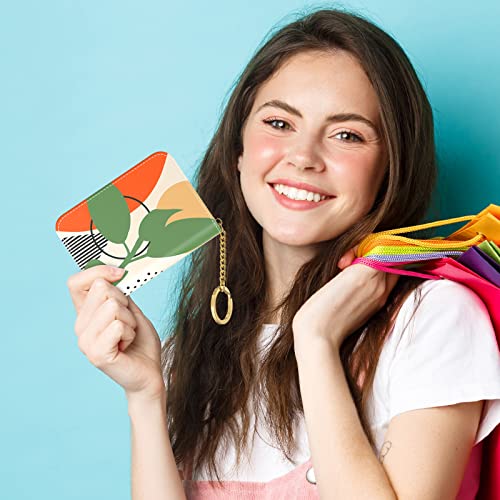 Image of Nipichsha Credit Card Holder, Small RFID Card Wallet for Women, Slim Leather Card Holder Wallet, Modern Abstract Art, 4.33 x 3.15 x 0.98 inches, Fashions