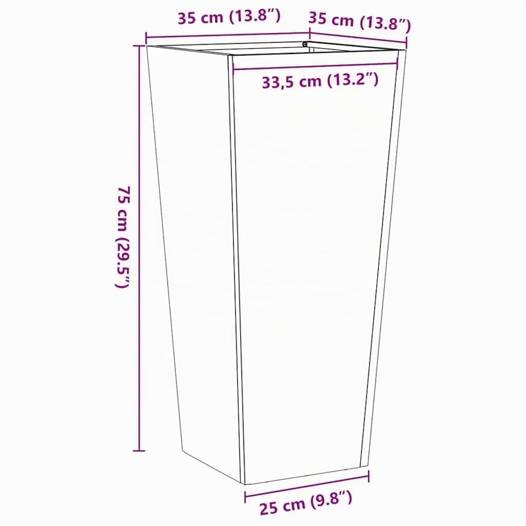 vidaXL Pflanzkübel 2 STK. 35x35x75 cm Wetterfester Stahl