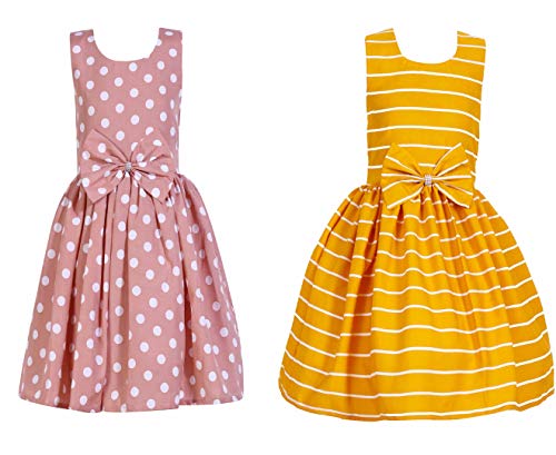 Image of Casual Frock for Baby Girls,Blue Printed and Olive Printed,Pack of 2