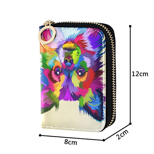 MOYYO RFID Credit Card Holder Case Colorful Dog Leather Printed Zipper Card Case Wallet for Women Girls4