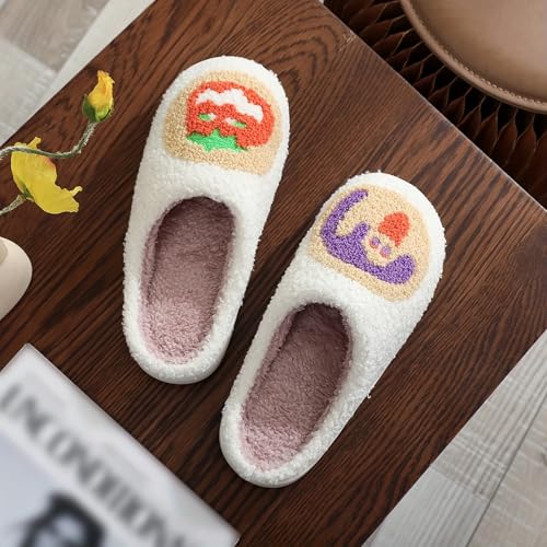 Image of LNERIP Animal Slippers Fruit Slippers Plant Slippers Various Cartoon Patterns Fluffy Soft Memory Foam Retro Indoor Outdoor Home Couple Shoes