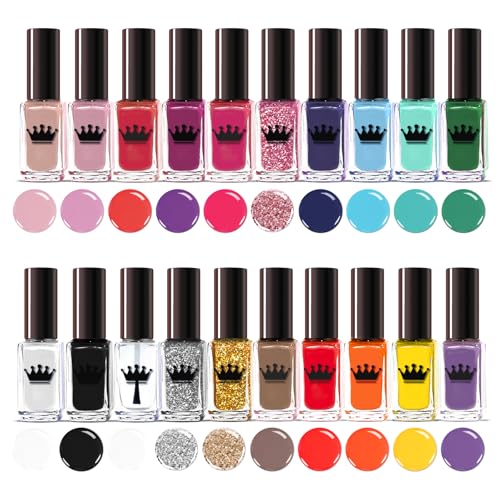 Beauty4Britain Set De 20 Vernis À Ongles Bouteilles 20 Couleurs Riches Différentes Deluxe Boite Cadeau 2 Signets Inclus