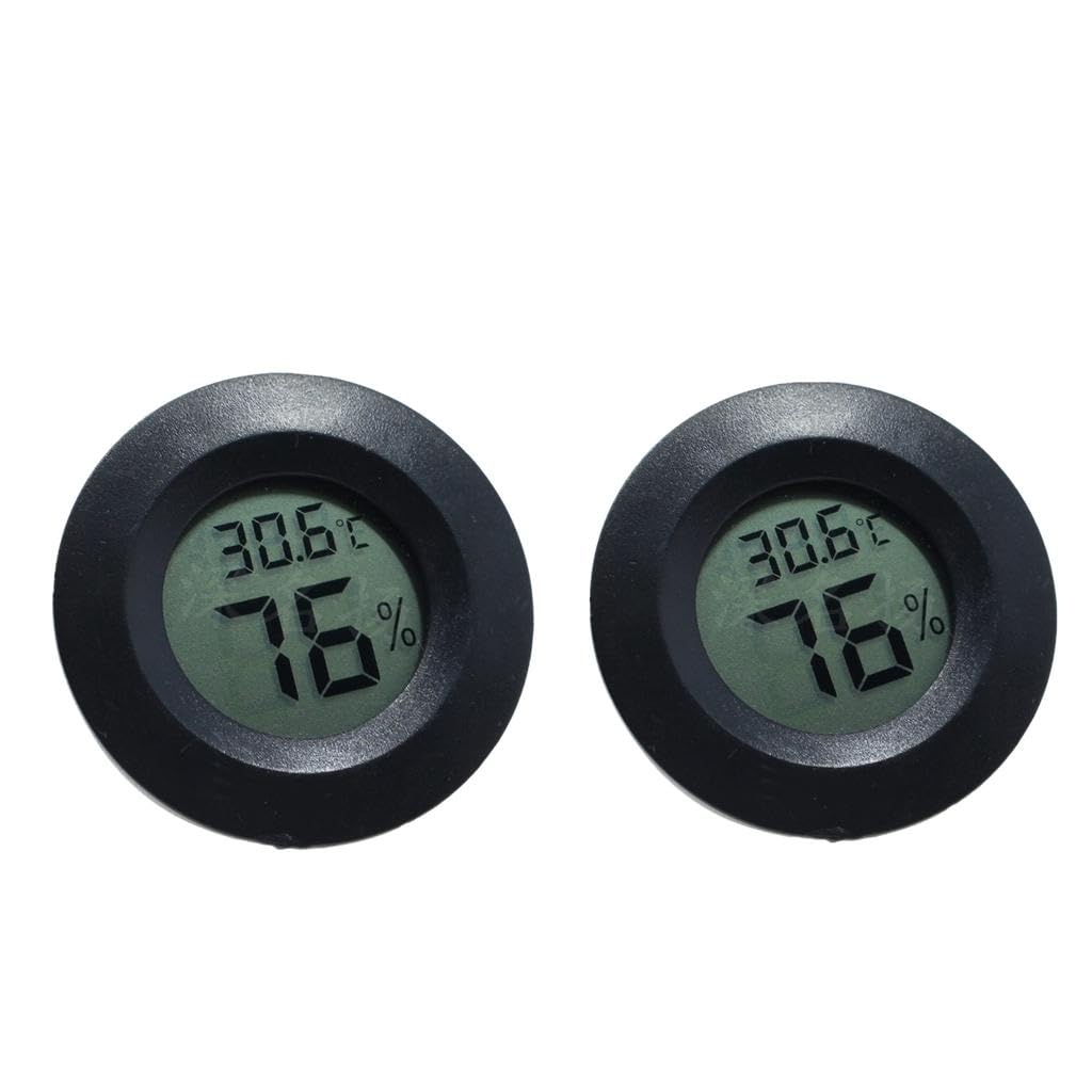 FABLOFT 2X Round Digital Thermometer Humidity,LCD Display for Reptile Tank Black|Pet Supplies | Reptile Supplies| Reptile Supplies|2 Pieces Digital Temperature Humidity Meter-image-48