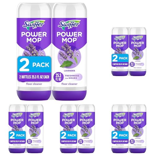 Image of Swiffer Power Mop Refill Solution,Floor Cleaner for Mopping Tile,Vinyl,Laminate,Wood in Home,Bathroom,Kitchen, Multipurpose-Surface Solution for Floor Cleaning, Lavender Scent, 25.35 oz (Pack of 10)