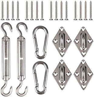 HEYOMART Heavy Duty Sun Shade Sail Fixing Kit for Garden Triangle and Square, Rectangle - 24 Pcs 304 Stainless Steel Sun Shade Sail Fixing Hardware Accessories Kit