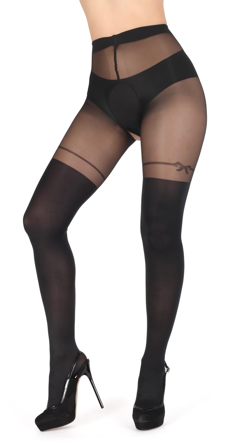 BANANALU 20 Collant Sexy Ouvert sopra il ginocchio con cavallo aperto Cutout