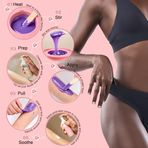 Image of GIRLEARLE Black and Pink Digital Waxing Kit for Women and Men Nose & Ear | Wax Kit Hair Removal at Home with Wax Beads & Silicone Pot, Designed for Brazilian Bikini, Facial, legs, Body, Sensitive Skin