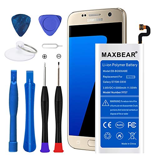 Galaxy S7 Battery, MAXBEAR 3000mAh Li-Polymer Battery EB-BG930ABE Replacement for Samsung Galaxy S7 SM-G930 G930V G930A G930T G930P G930F with Screwdriver Tool.[12 Month Warranty]