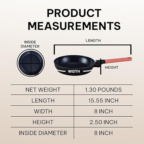 Miniatura 4 de Brabantia Tasty+ - Sartén antiadherente de 8 pulgadas, revestimiento de cerámica sin PFAS PFOA PTFE, realmente antiadherente, se calienta