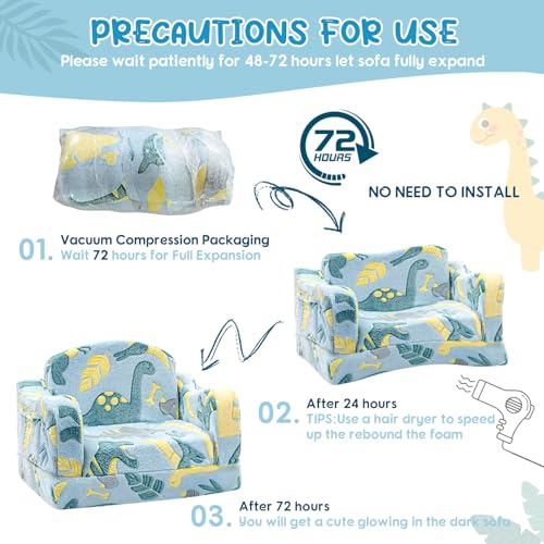 Comfytoddlercouchandchairforkidswithblanket2in1softplushfoldoutkidssofachairsforgirlsandboysconvertiblesofatoloungerforplayroomglowingdinosaur Urban Country Home Decor Comfy toddler couch and chair for kids with blanket 2 in 1 soft plush fold out kids sofa chairs for girls and boys convertible sofa to lounger for playroom glowing dinosaur urban country home decor