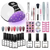 Gel Nail Polish Kit with UV Light, Hasfu 84W Nail Lamp 8 Nude Colors Gel Nail Set Gel Polish Starter...