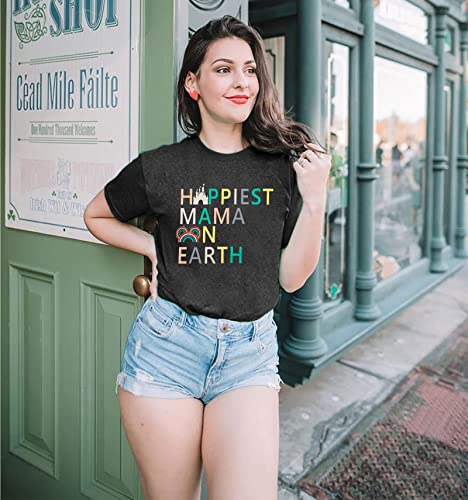 Magical Shirt for Women Happiest Mama On Earth Tee Magic Kingdom Castle Tshirt Family Holiday Vacation Short Sleeve Top4