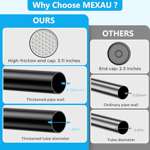 Image of MEXAU Black Shower Curtain Rod 40-183 Inch | Adjustable 1.26 Inch Diameter Tension Curtain Rod No Drill, Tension Rod for Window, Bedroom, Bathroom, Outdoor, Room Divider