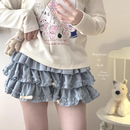 Womens Ruffle Layered Tutu Puffy Skirt Cute Cake Skirts Y2K High Waist Preppy Lolita Skirt Plaid High Waist Skirt4